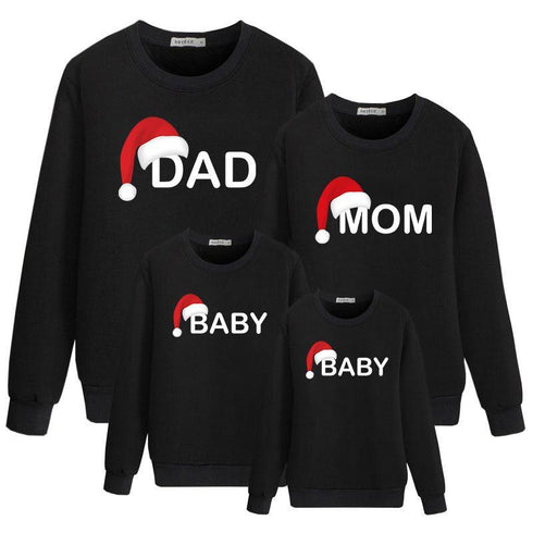 Cartoon Christmas hat letter printed vests mom and dad child parent outfit
